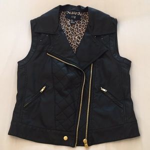 Forever 21 Motorcycle Style Vest w/Gold Detailing